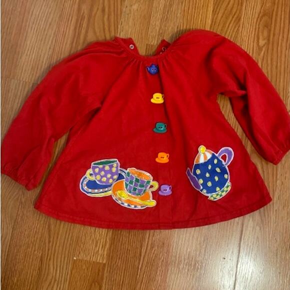 RARE Vintage Buster Brown Girls Red Tea Cup Button Shirt 4T - Picture 2 of 7